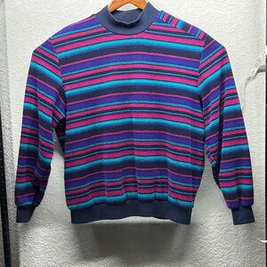Vintage 1990s Alfred Dunner Striped Mockneck Sweatshirt XL